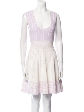 Just Cavalli Lilac and Cream Sleeveless Knit Fit-and-Flare Dress